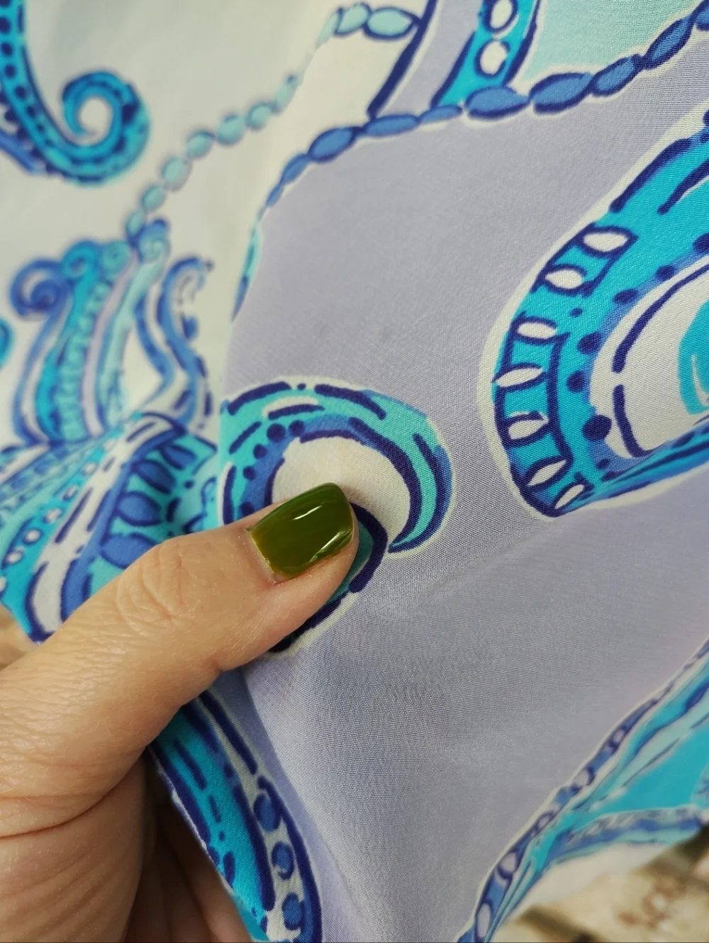 Lilly Pulitzer Elsie Silk Top Searulean Blue Test The Water Print XS Resort Wear